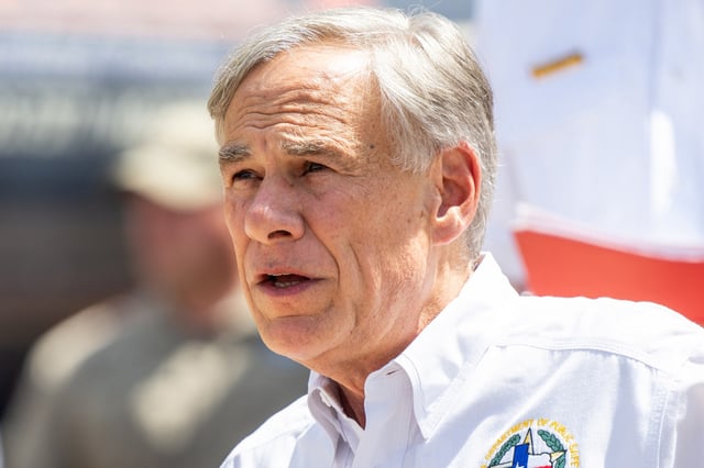 Gov. Greg Abbott at a news conference on July 8, 2025 in Hunt, Texas.