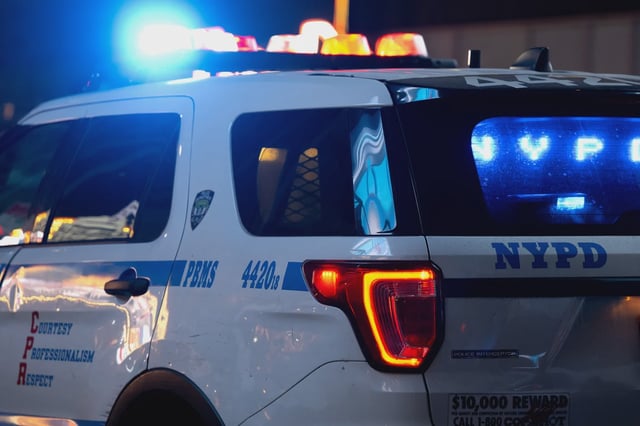 An NYPD cruiser is seen in Manhattan near Times Square on July 7, 2025.