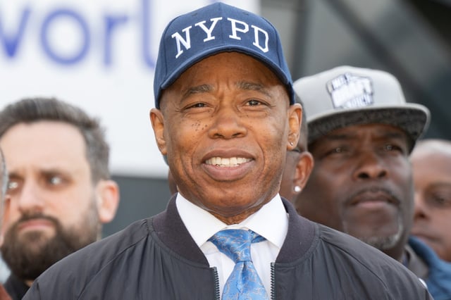 Mayor Eric Adams was joined by NYPD Commissioner Jessica Tisch as they held a Press Conference and destroyed thousands of seized illegal guns and rifles at Reworld Waste Management Service recycling plant at 600 Merchants Concourse in Westbury, Nassau County on Thursday April 24, 2025. 0859. (Theodore Parisienne / New York Daily News)
