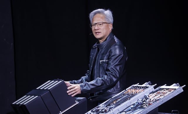 Co-founder and chief executive officer of Nvidia Corp., Jensen Huang attends the 9th edition of the VivaTech trade show at the Parc des Expositions de la Porte de Versailles on June 11, 2025, in Paris.