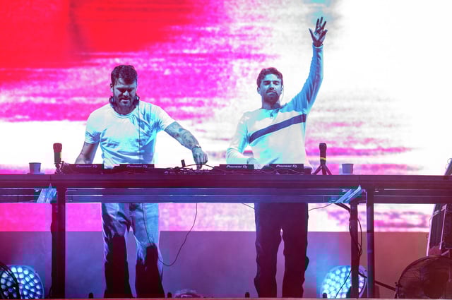 FILE: Alex Pall, left, and Drew Taggart of the Chainsmokers perform during the the first day of the 2024 Superbloom Festival at Olympiapark in Munich on Sept. 7, 2024. 