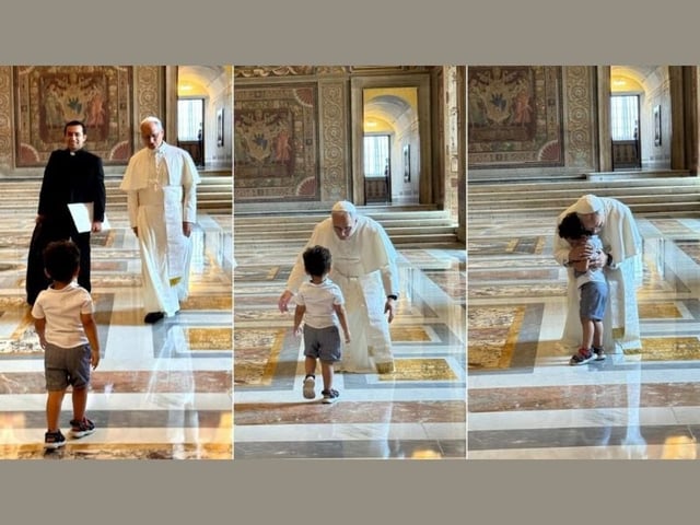 El Papa abrazó a un niño que se le acercó en el Vaticano