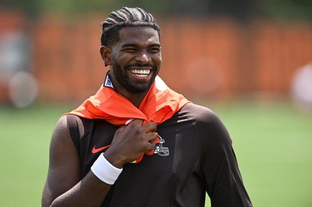 Shedeur Sanders #12 of the Cleveland Browns walks off the field after Cleveland Browns mandatory minicamp at CrossCountry Mortgage Campus on June 10, 2025 in Berea, Ohio.