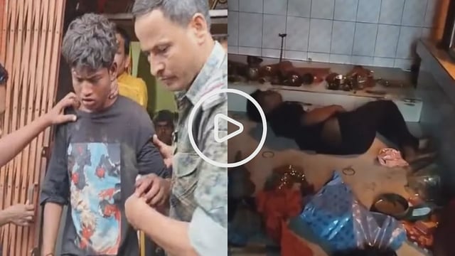 Thief Falls Asleep Inside The Temple After Stealing Valuables In Jharkhand, Caught Red-Handed By Locals And Priests In The Morning (Video)