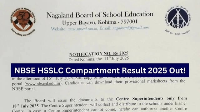 NBSE HSSLC Compartment Result 2025 Out at nbsenl.edu.in