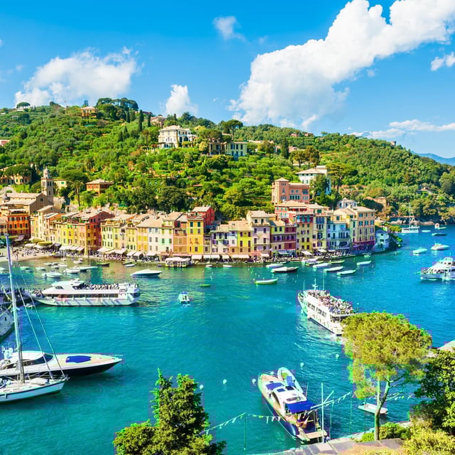 Urlaub in Italien - Blick auf Portofino in Ligurien