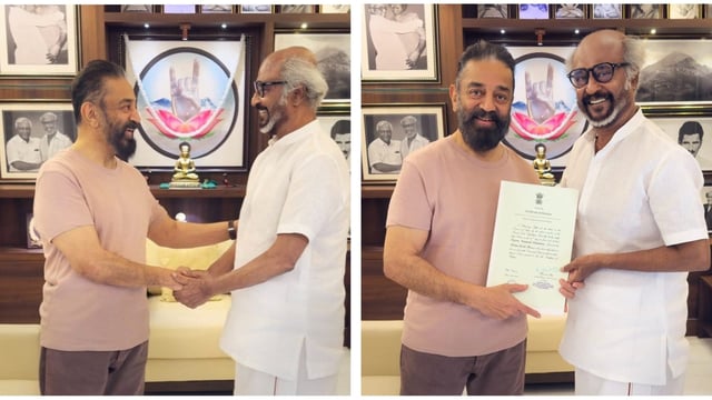 Kamal Haasan shared that he was 'delighted' to meet Rajinikanth.