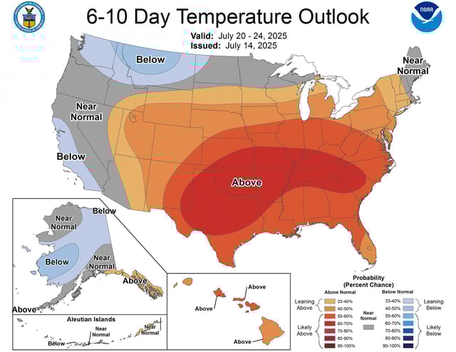 While much of the country will continue to experience extreme warmth and humidity, California will stay cool in the near term. 