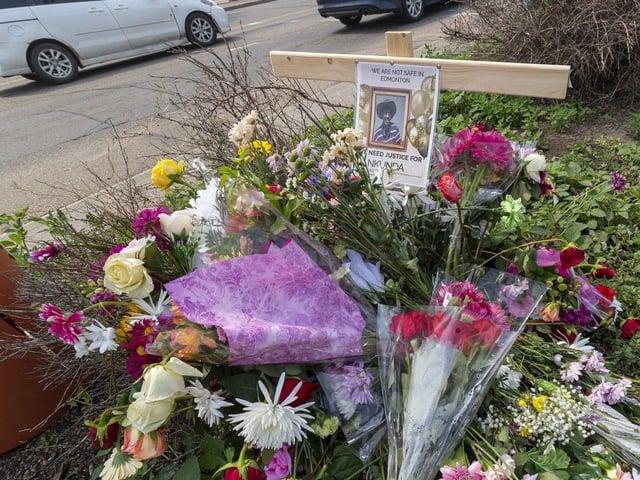 A memorial was left after family and friends gathered at Belvedere LRT Station on Jan. 15, 2023, to mourn the loss of 52-year-old Rukinisha Nkundabatware where he was stabbed to death by a stranger on July 9, 2023. 