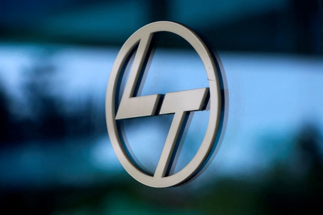 A logo of L&T is pictured at the Larsen & Toubro Precision Manufacturing and Systems complex on the outskirts of Coimbatore, India, February 26, 2025. REUTERS/Sivaram V/File Photo