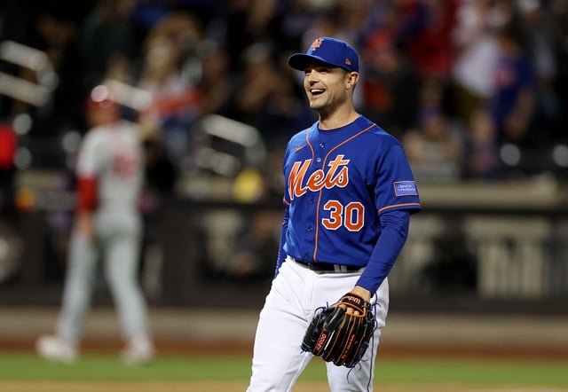 NEW YORK, NEW YORK - MAY 30: David Robertson #30 of the New York Mets celebrates the win over the Philadelphia Phillies at Citi Field on May 30, 2023 in the Flushing neighborhood of the Queens borough of New York City. The New York Mets defeated the Philadelphia Phillies 2-0.