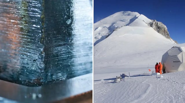 An ice sample on the melter during continuous ice core chemical analyses in the lab (credit: Sylvain Masclin).