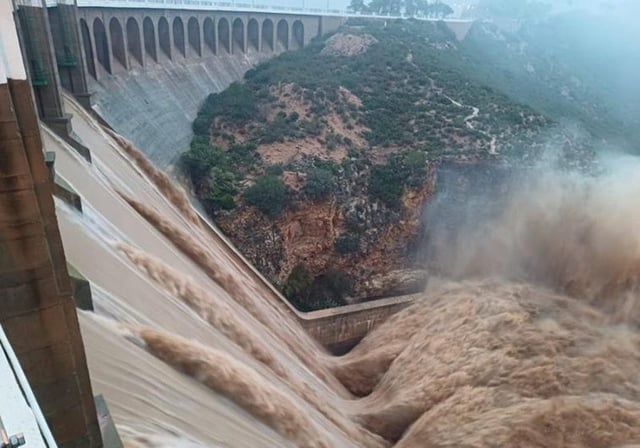 Imagen de la presa de Forata tras el día de la dana en Valencia