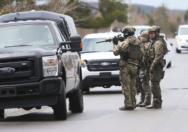 A large police presence in a Hammonds Plains neighbourhood in November 2024.