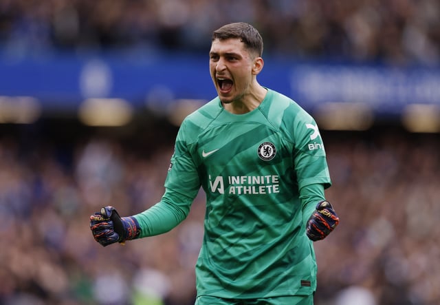 Soccer Football - Premier League - Chelsea v West Ham United - Stamford Bridge, London, Britain - May 5, 2024 Chelsea's Djordje Petrovic celebrates their first goal scored by Chelsea's Cole Palmer Action Images via Reuters/Andrew Couldridge/File photo