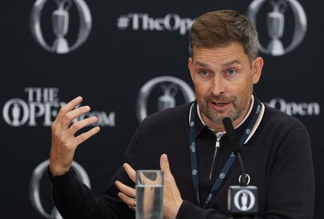Golf - The 153rd Open Championship - Royal Portrush Golf Club, Portrush, Northern Ireland, Britain - July 16, 2025 The R&A CEO Mark Darbon during a press conference REUTERS/Paul Childs/File photo