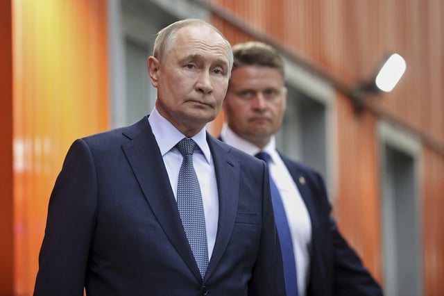 Russian President Vladimir Putin visits the Magnitogorsk Iron and Steel Works company in Magnitogorsk, Russia, Wednesday, July 16, 2025.