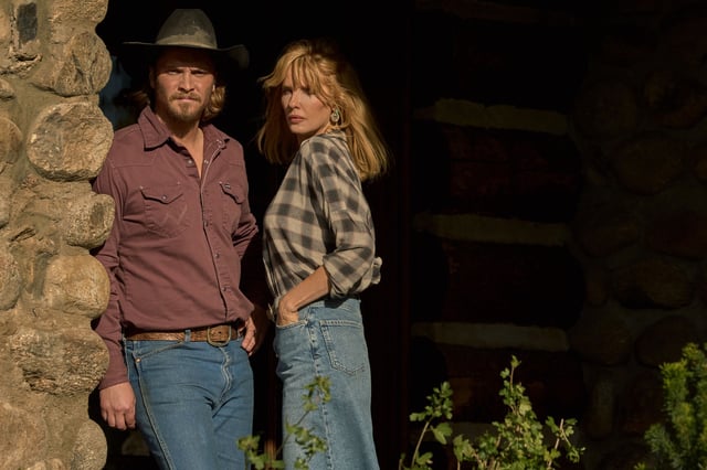 Luke Grimes as Kacey Dutton and Kelly Reilly as Beth Dutton on episode 512 of "Yellowstone"