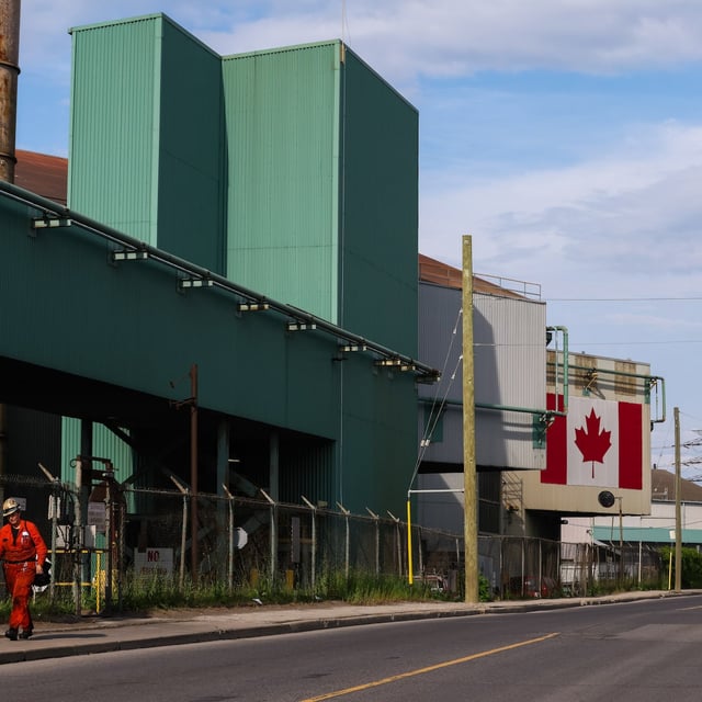 HAMILTON, CANADA - JUNE 09: A worker leaves ArcelorMittal Dofasco's steel mill on June 9, 2025 in Hamilton, Canada. President Donald Trump announced plans to double tariffs on steel and aluminum imports from 25% to 50%, affecting top steel partners, including Canada, Brazil, and Mexico. (Photo by Cole Burston/Getty Images)