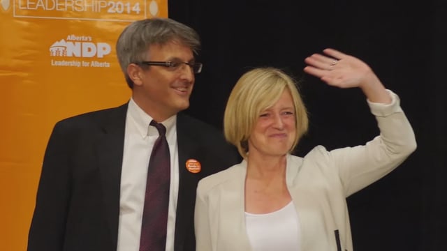 Lou Arab and Rachel Notley after Ms. Notley’s victory in the 2014 NDP leadership race.