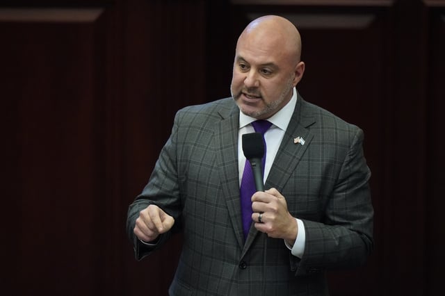FILE - State Rep. Blaise Ingoglia speaks at the Florida State Capitol, March 9, 2022, in Tallahassee, Fla. (AP Photo/Wilfredo Lee, file)