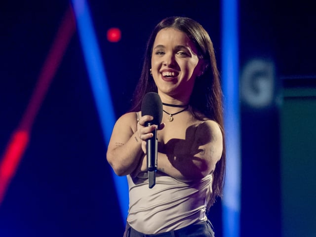 La joven con enanismo de La Voz Argentina que se había declarado fan de Noelia Pompa hace 12 años. Foto: Captura TV