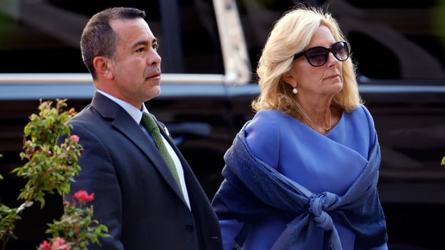 Senior advisor Anthony Bernal, pictured with First Lady Jill Biden on June 7, 2024, plead the Fifth Amendment on Wednesday in the GOP Biden cover-up investigation.