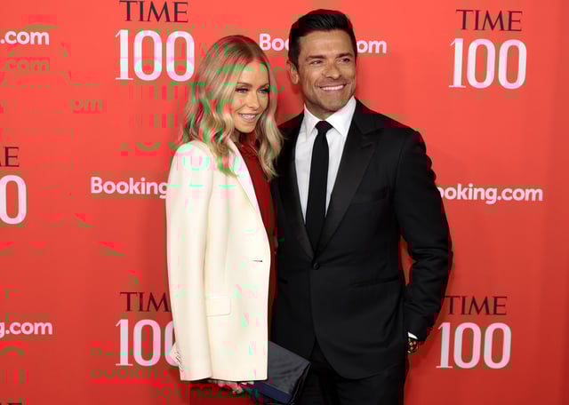 Kelly Ripa, left, and Mark Consuelos attend the 2024 Time100 Gala at Jazz at Lincoln Center on April 25, 2024, in New York City.
