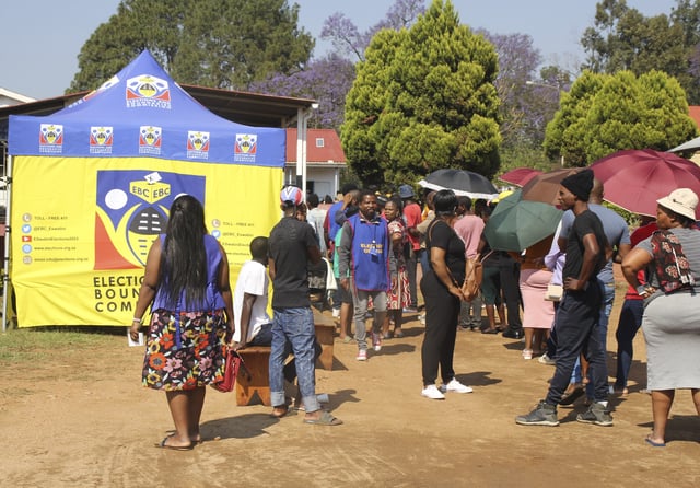 FILE - Voters queue to cast their votes in Manzini, Eswatini, Friday, Sept. 29, 2023. (AP Photo, file)
