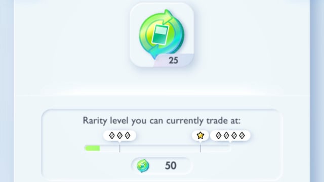 A screenshot of the controversial trade tokens in Pokémon TCG Pocket.