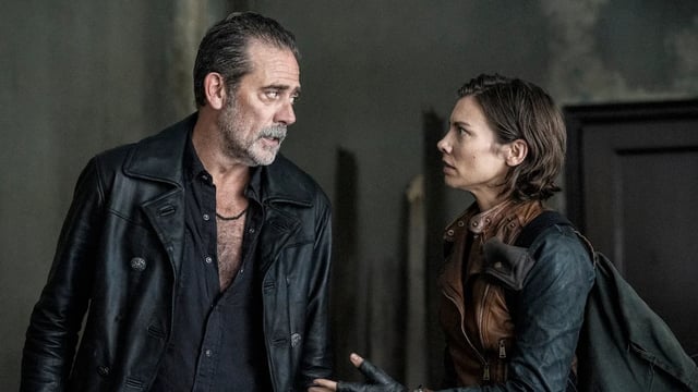 Jeffrey Dean Morgan as Negan and Lauren Cohan as Maggie Rhee in a still from "The Walking Dead: Dead City." (Credit: Peter Kramer/AMC)