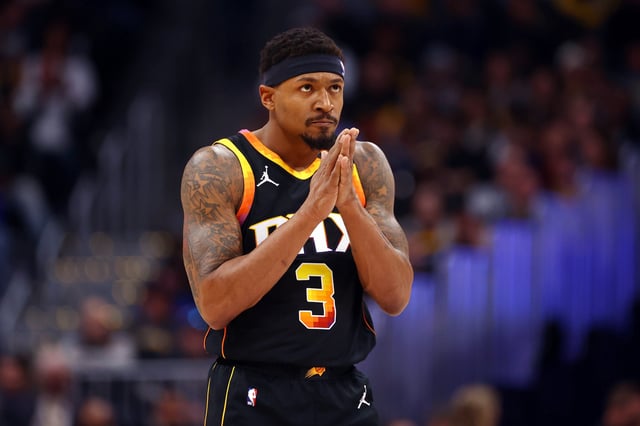 Bradley Beal #3 of the Phoenix Suns looks on in a game against the Denver Nuggets during the third quarter at Ball Arena on March 7, 2025 in Denver, Colorado.