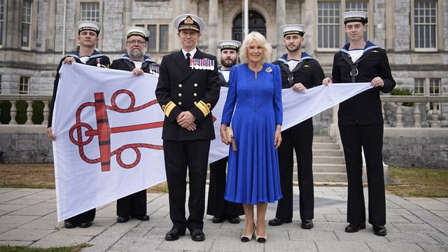 Queen Camilla attended a garden party for HMS Astute in Plymouth ahead of her 78th birthday