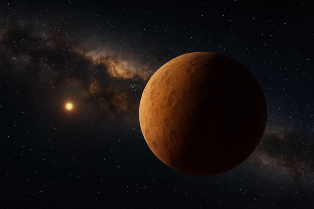 Figure 1: Artist’s illustration of the distant Solar System object nicknamed "Ammonite." (Credit: AI-generated illustration by Ying-Tung Chen (ASIAA))