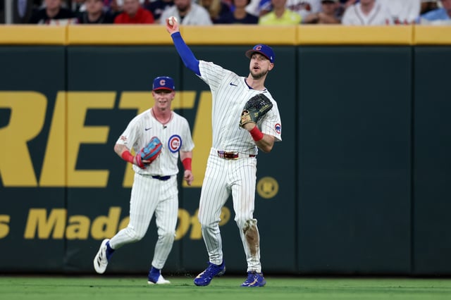 ATLANTA, GEORGIA - JULY 15: Kyle Tucker #30 of the Chicago Cubs fields the ball during the third inning of the MLB All-Star Game at Truist Park on July 15, 2025 in Atlanta, Georgia.