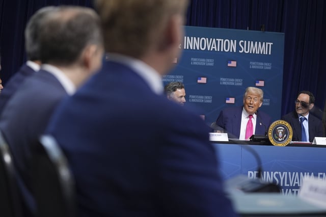 President Donald Trump speaks at the "Inaugural Pennsylvania Energy and Innovation Event" at Carnegie Mellon University in Pittsburgh on Tuesday.