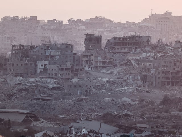 Destroyed buildings in Gaza are seen from the Israeli side of the Israel-Gaza border, July 16, 2025. REUTERS/Amir Cohen