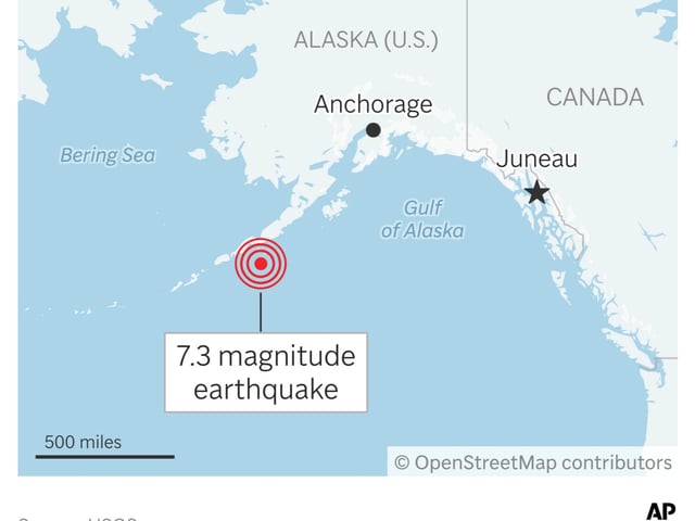 El alerta de tsunami tiene vigencia para las costas de Alaska. Foto AP