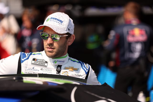 Daniel Suarez, driver of the #99 Freeway Insurance Chevrolet, looks on during practice for the NASCAR Cup Series Toyota/Save Mart 350 at Sonoma Raceway on July 12, 2025 in Sonoma, California.