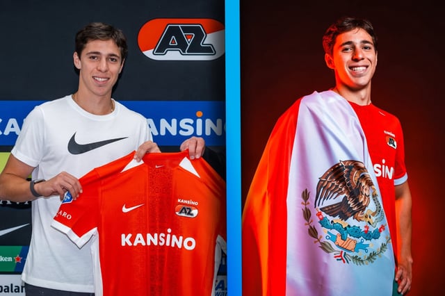 El futbolista mexicano de 21 años mete su primer tanto en Europa.