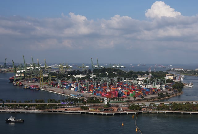 A view of the Brani container terminal in Singapore June 26, 2025. REUTERS/Edgar Su/File Photo