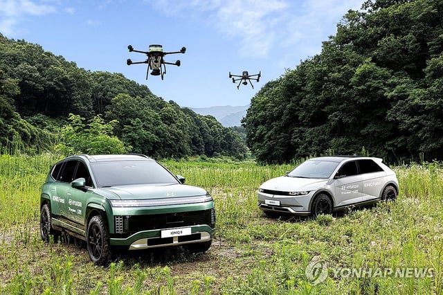 This photo provided by Hyundai Motor Co. shows the Ioniq 9 Seed Ball Drone Station, the automaker's special drone-based forest restoration project vehicle. (PHOTO NOT FOR SALE) (Yonhap)