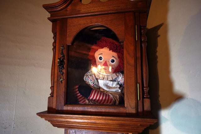 HARRISVILLE, RI – OCTOBER 14: “Annabelle” doll in the house’s living room at the “Conjuring” house in Harrisville, RI on Oct. 14, 2020. The house, a 3,100 square foot farmhouse and eight-acre property made famous by the movie series that began in 2013, is open for overnight stays. The owners are Jennifer and Cory Heinzen, paranormal investigators. (Photo by Barry Chin/The Boston Globe via Getty Images)