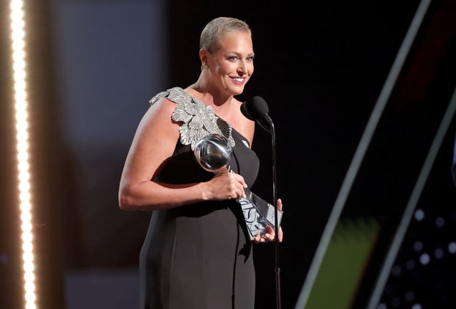 Katie Schumacher-Cawley was awarded the Jimmy V Award for Perseverance on Wednesday at the 2025 ESPY Awards in Los Angeles.
