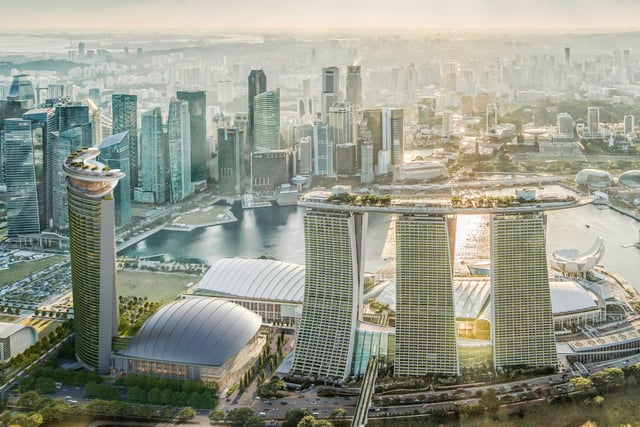 Aerial view of Las Vegas Sands new ultra-luxury development in Singapore