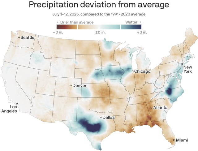 Data: NCEI; Map: Erin Davis/Axios Visuals