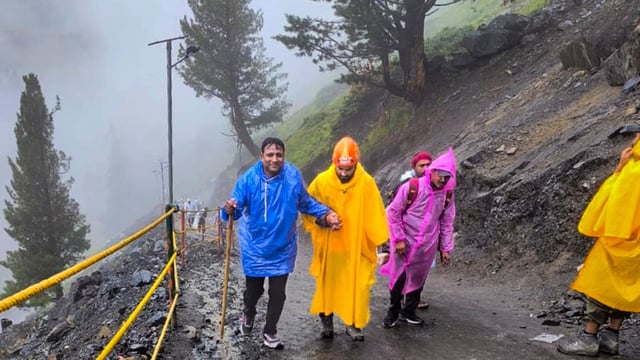 The weather advisory has warned of heavy rains in Jammu and Kashmir, including on the yatra routes in Kashmir.