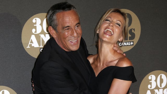 Thierry Ardisson et Audrey Crespo-Mara lors des 30 ans de Canal+ en novembre 2014.