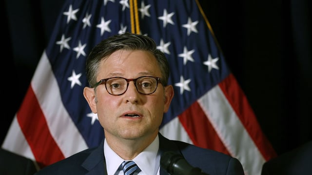 House speaker Mike Johnson at a press conference on Capitol Hill on July 15. Photo by Kevin Dietsch/Getty Images
