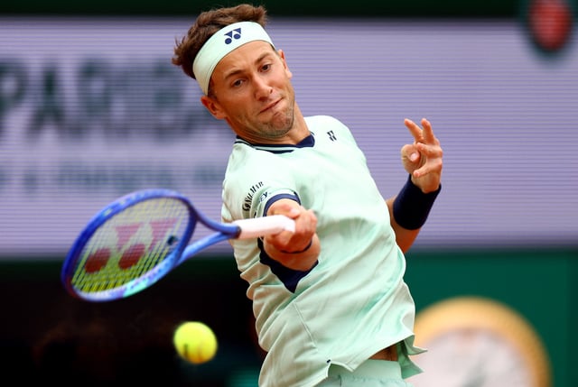 Tennis - French Open - Roland Garros, Paris, France - May 28, 2025 Norway's Casper Ruud in action during his second round match against Portugal's Nuno Borges REUTERS/Lisi Niesner/File Photo